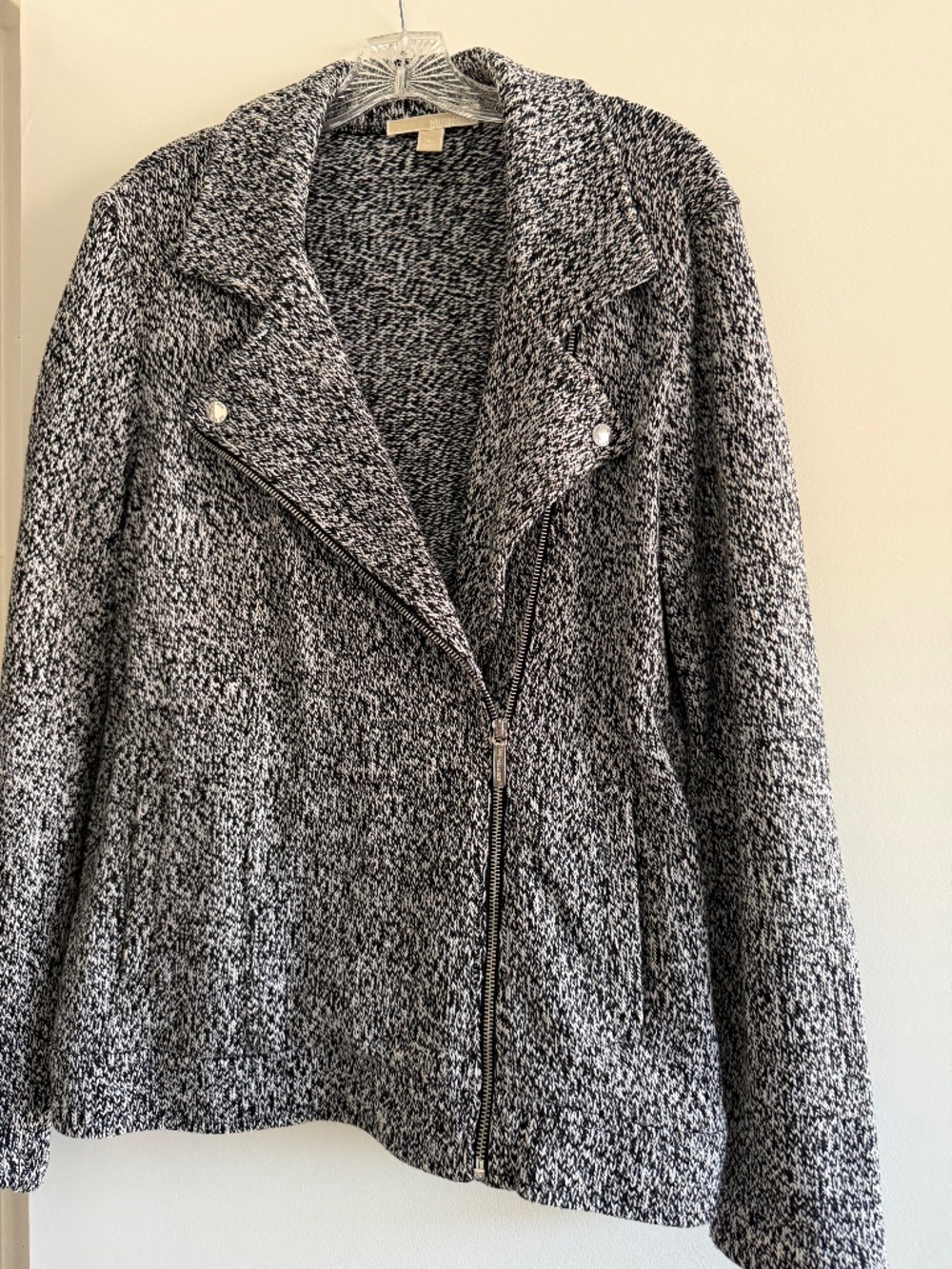 Michael Kors Black Tweed Zipper Close Jacket